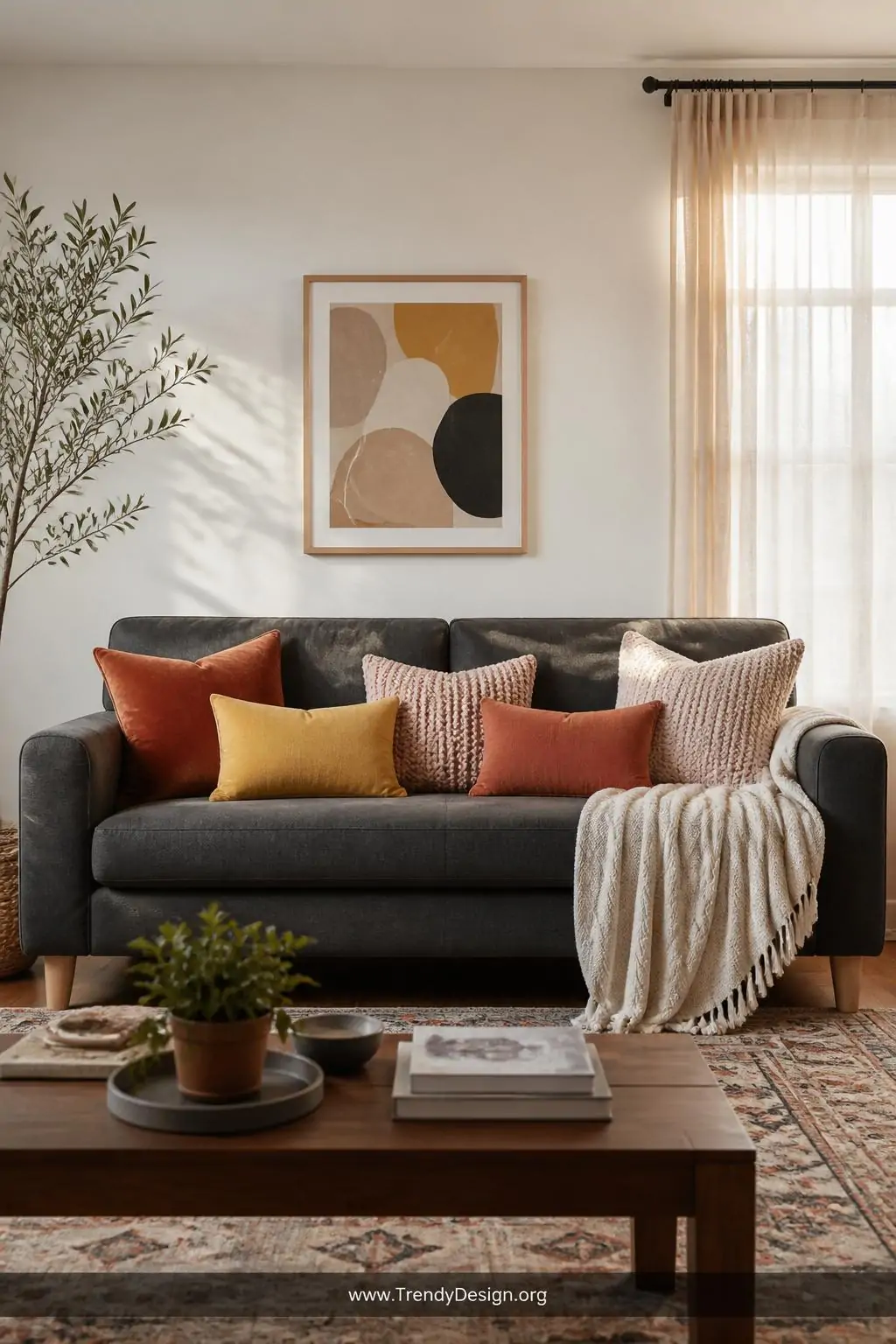 6 Ways to Decorate a Dark Grey Couch That Will Brighten Your Whole Room