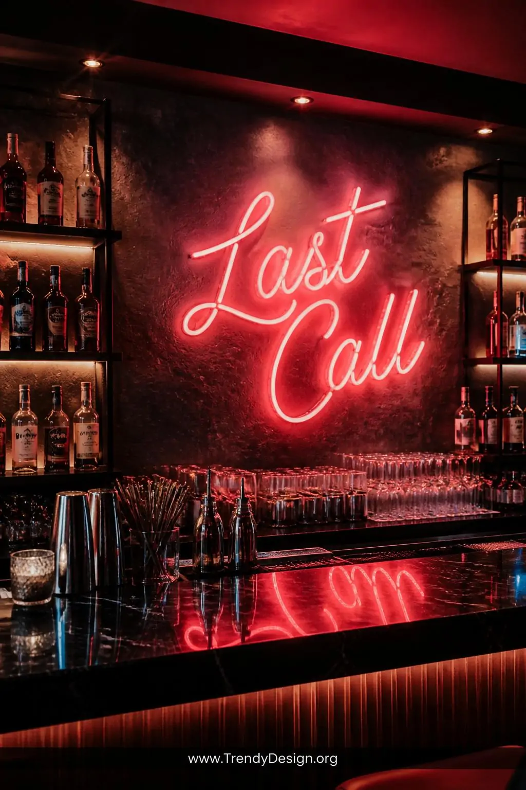A medium photorealistic shot of a bold custom LED neon sign reading 