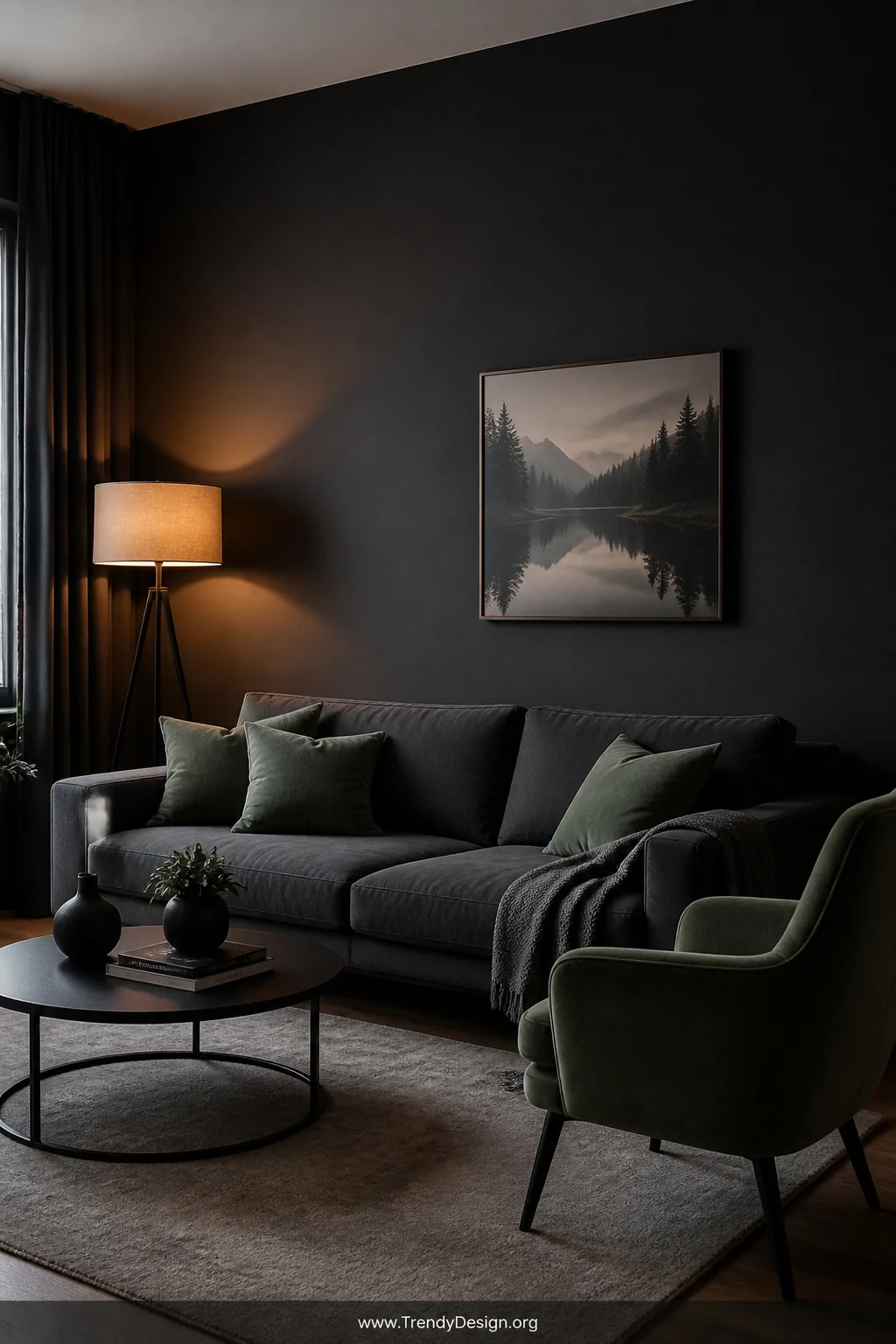 7 Dark Grey and Sage Living Room Ideas for a Calm, Envy-Worthy Space