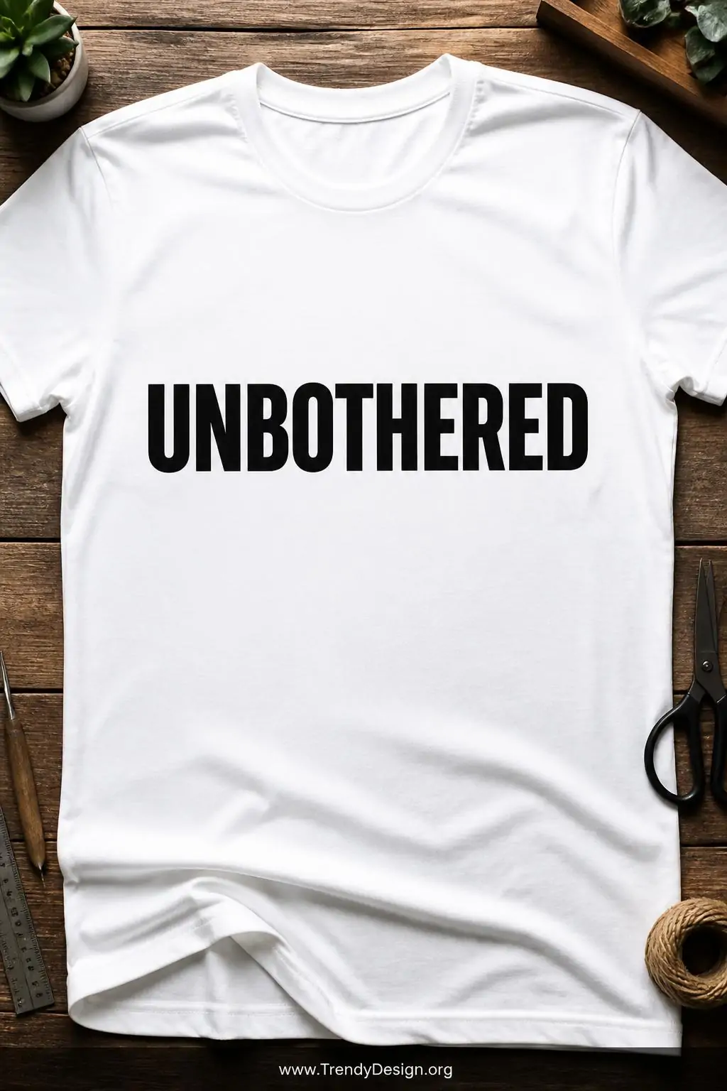 Bold white cotton t-shirt with single chunky black 