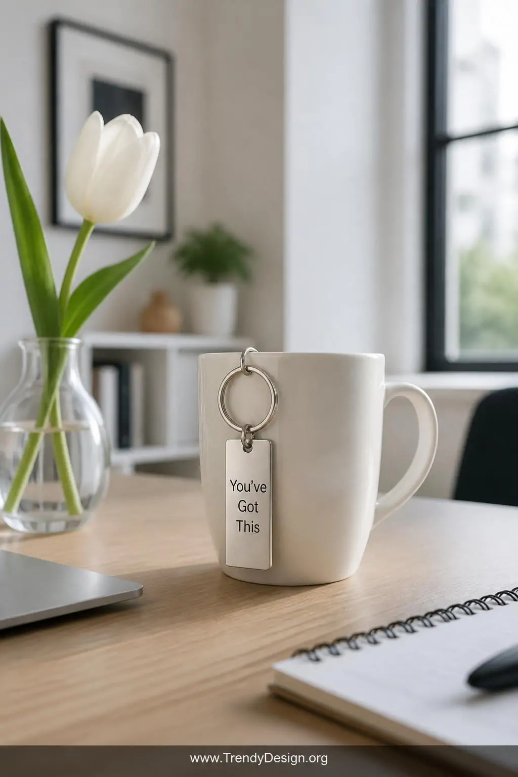 Slim brushed silver acrylic keychain printed with 